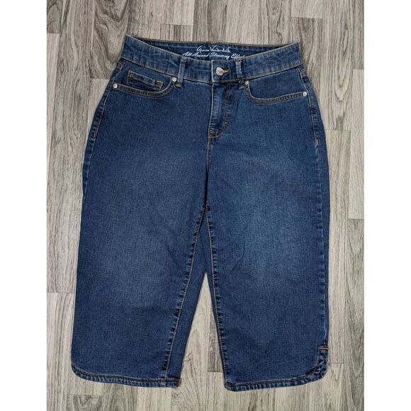 (3/$35) Gloria Vanderbilt Pockets Skimmer Slimming Denim Blue Jeans Capris - Picture 1 of 11